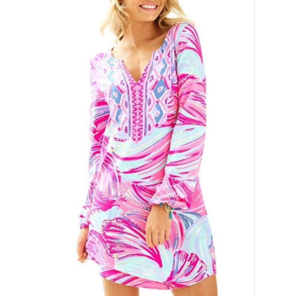 LILLY PULITZER Gianna Oh My Guava Engineered Lightweight Tunic Dress Small
